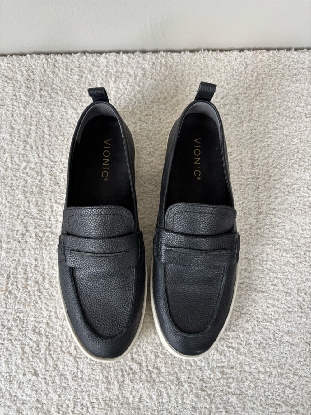 Vionic Shoes Womens 9 Pebbled Black Chantel Penny Loafer Slip On Comfort Sneaker - Picture 4 of 11